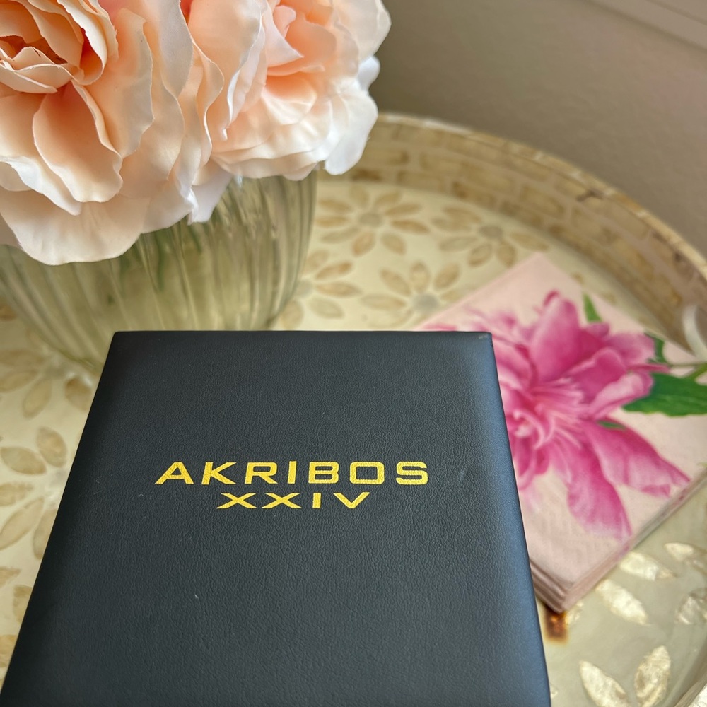 Akribos XXIV Diamond Flower Dial Swiss Quartz Leather Strap Ladies Watch AK601